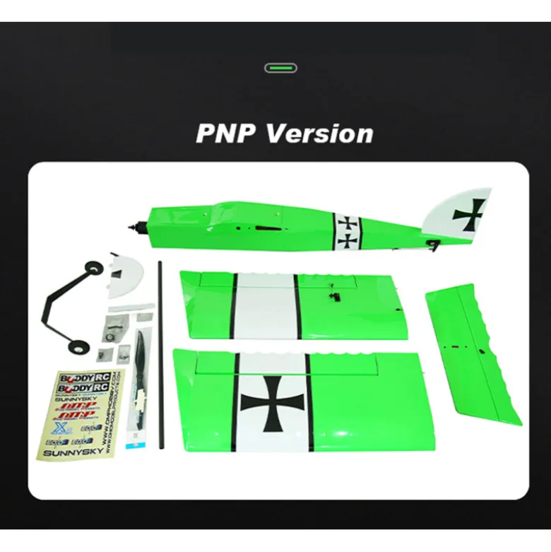OMPHOBBY Fun Stick Balsa vert avion 1.65m PNP