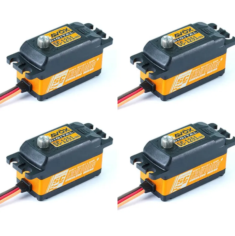Pack de 4x servo numérique bas profil Savox SC-1251MG+ (44g, 9kg.cm, 0.09s/60°)