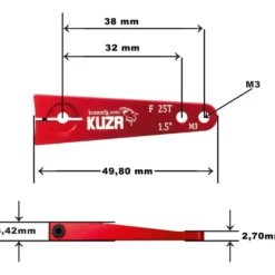 Pallonier 1 bras 25T 38mm/32 1.5" M3 Aluminium