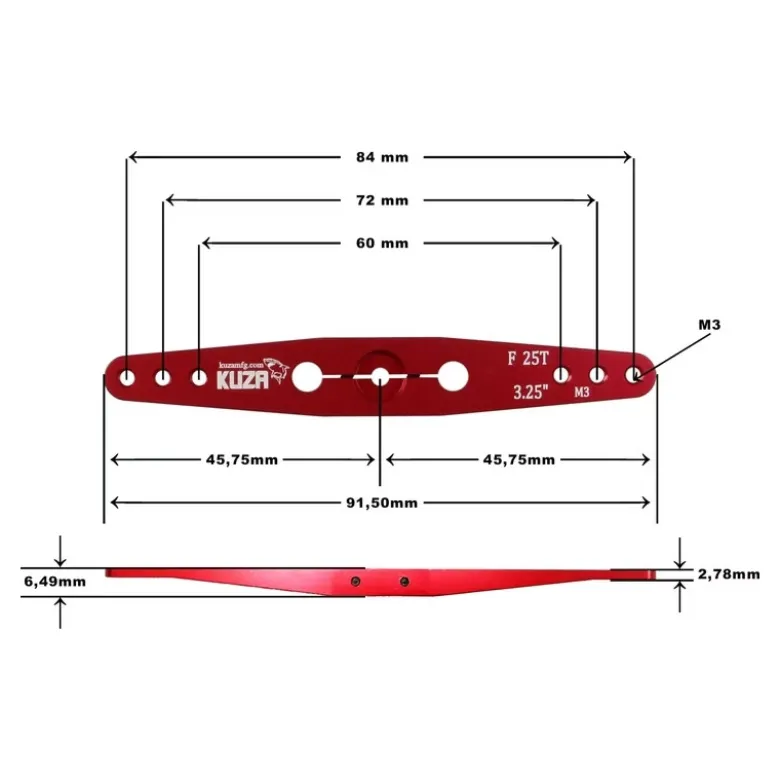 PALONNIERS 2-bras Futaba 25T 84/72/60mm 3.25" M3 V2 Aluminium