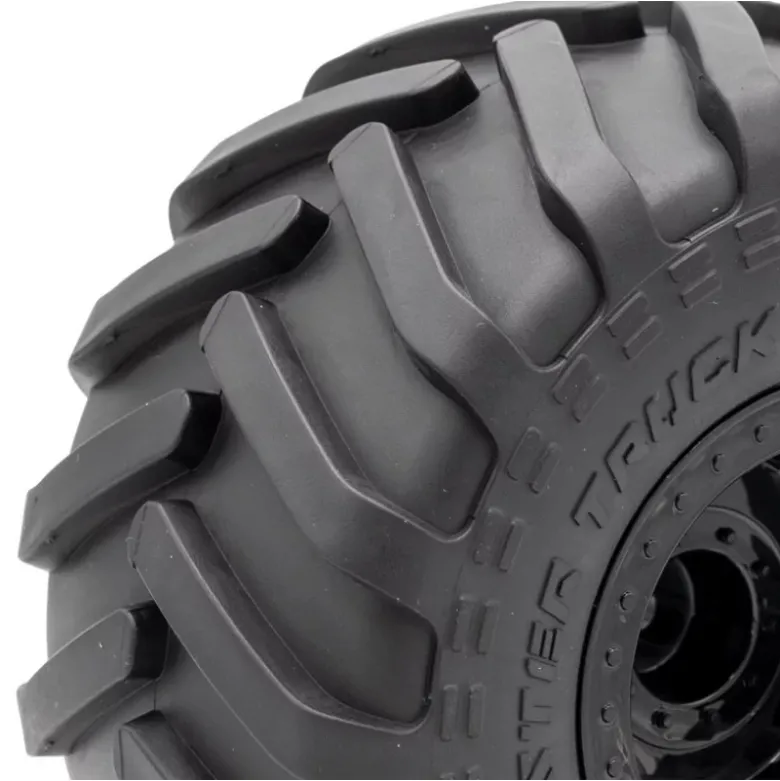 Pneus MONSTER TRUCK colles sur jantes noires 6" -141-7 Hex.12mm