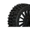 Pneus TT 1/8 MAXI CROSS montés collés sur jantes noires à batons (la paire)