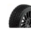 Pneus TT 1/8 ROCKET montés collés sur jantes noires à batons (la paire)