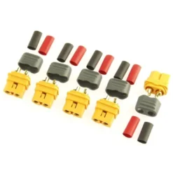 Prises XT60 L femelles (5 pcs), gaine thermo incluse Hacker