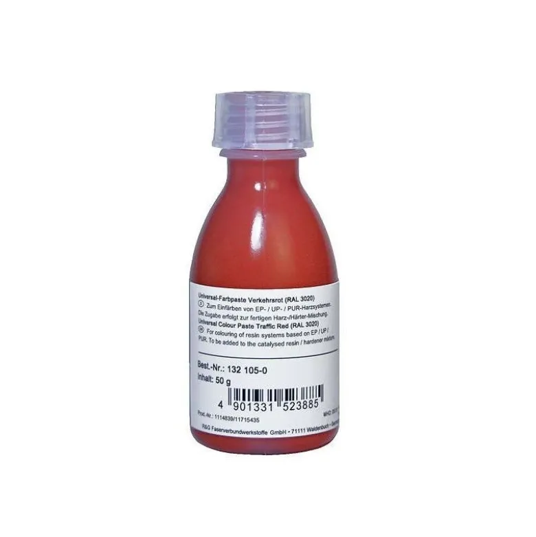 Pâte époxy colorante rouge trafic (RAL 3020) 50g R&G
