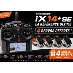 Radio iX14+ SE 20ch Spektrum DSMX 2.4Ghz + 4 servos A6030 offerts