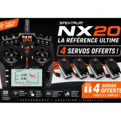 Radio NX20 Spektrum DSMX 2.4GHz + 4 servos A6030 offerts