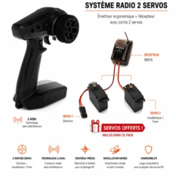 Radio SLT3 Spektrum 2.4GHZ + SR315 + 2 servos A6030 offerts