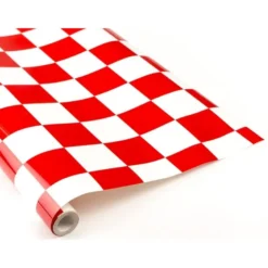 Rouleau 2m entoilage FLASH RC à damier blanc et rouge (largeur 64cm)