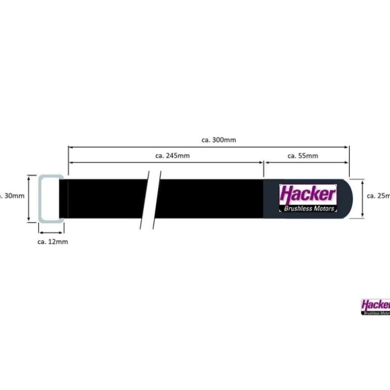 Sangle Velcro antiglissement HackerMotor, 25x400mm - 4pcs