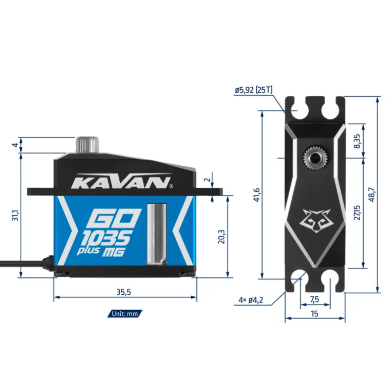 Servo Kavan GO-1035MG Plus (0.07s/60°, 22kg.cm)