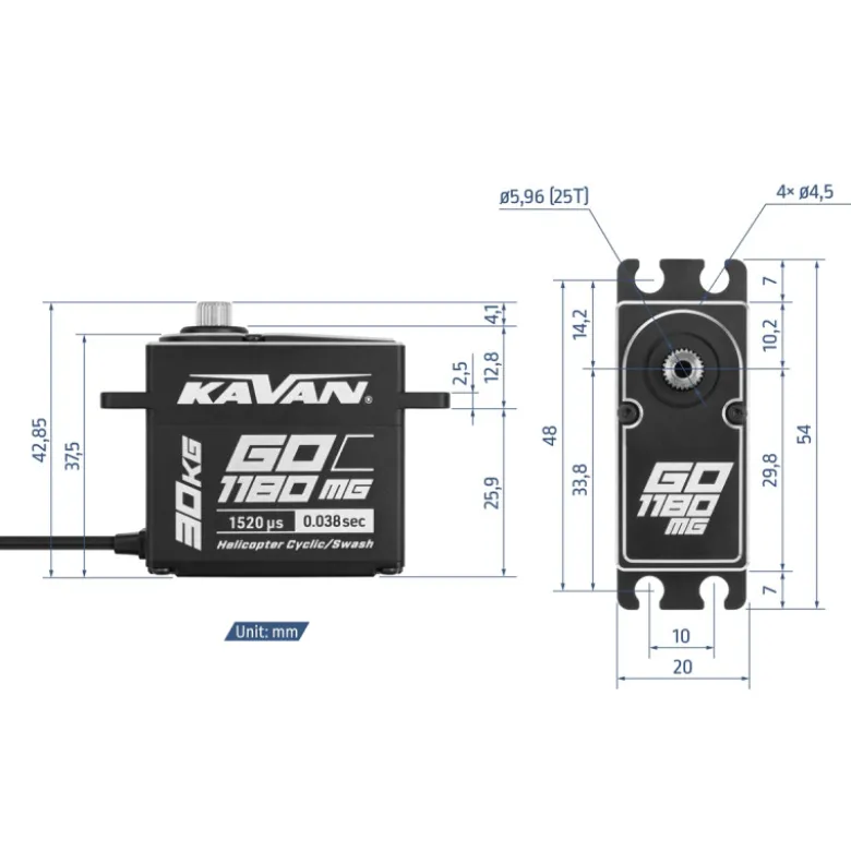 Servo Kavan GO-1180MG (0.038s/60°, 30kg.cm)