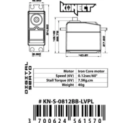 Servo Konect Digital 15kg-012s roulements/pignons métal