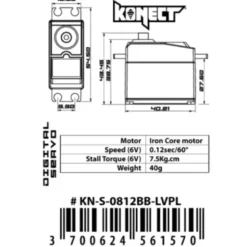 Servo Konect Digital 6kg-012s roulements/pignons plastique