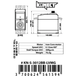 Servo Konect Digital 30kg-012s roulements/pignons métal