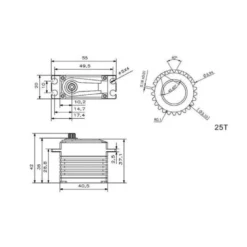 Servo KST A20-3813 MG HV (72g, 38kg.cm, 0,13sec/60°)