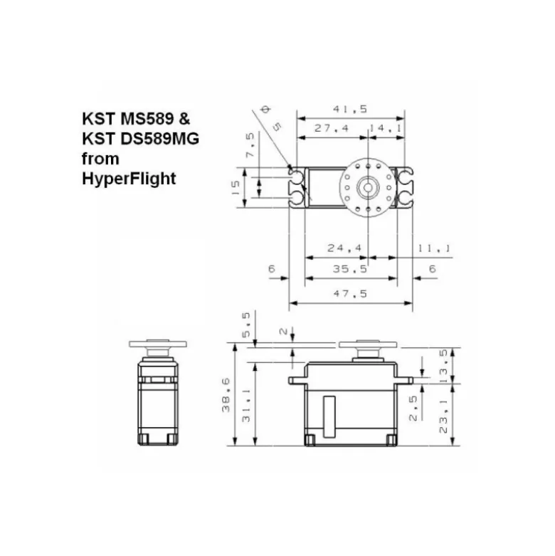 Servo mini KST MS589 HV 15mm (38g, 9.2kg.cm, 0.08s/60°)