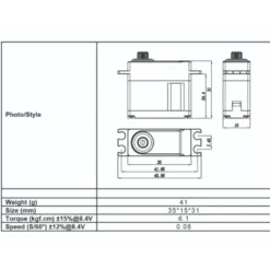 Servo numérique HV5301 Xact STD 8.4V 6.1kg