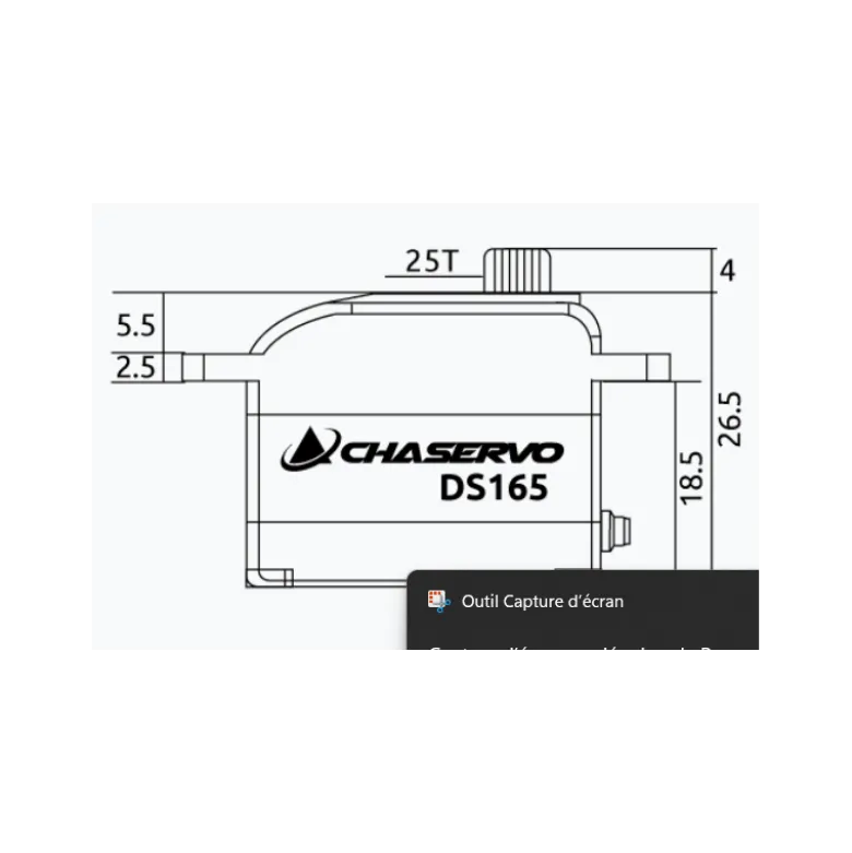 Servo numéroqie chaservo DS165 16,5mm HV 9kg BB MG Servo