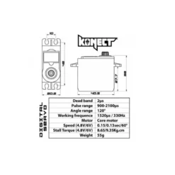 Servo standard Konect 0913LVMG (55g, 9.35kg/cm)
