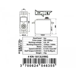 Servo standard Konect 1813LVMG (55g, 18.2kg/cm)