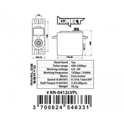 Servo standard Konect 0412LVPL (45.5g, 4.2kg/cm)
