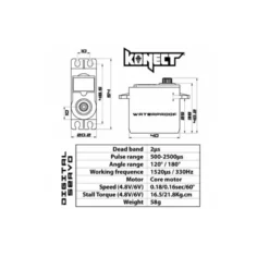 Servo standard Konect 2113LVWP MG (58g, 21kg/cm)