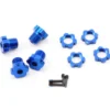 Traxxas hexagones de roues alu anodises bleu + ecrous de roues anodises bleu 5353X