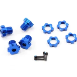 Traxxas hexagones de roues alu anodises bleu + ecrous de roues anodises bleu 5353X