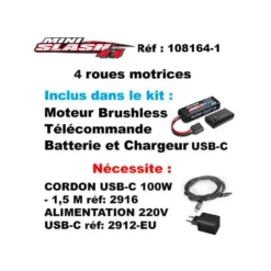 TRAXXAS MINI SLASH BL-2S USB TRX108164-1-PINK