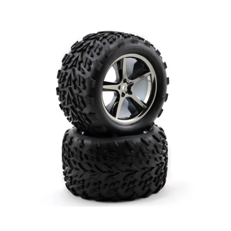 Traxxas Pneus + jantes chrome Talon GeMini Black Chrome 1/10e 5374A