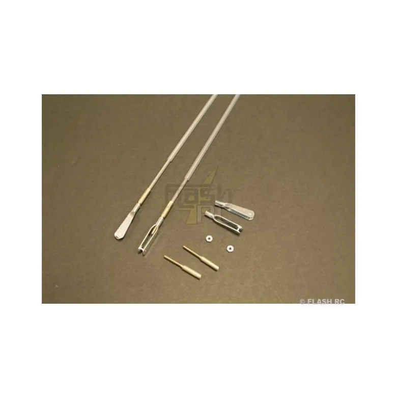 Tringleries complètes semi-rigides av CAP 0.8x930mm + embouts + chape M2 - KAVAN (2 pcs)