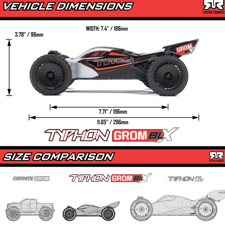 1/14 TYPHON GROM 223S DSC 4X4 RTR Brushless Buggy, argent
