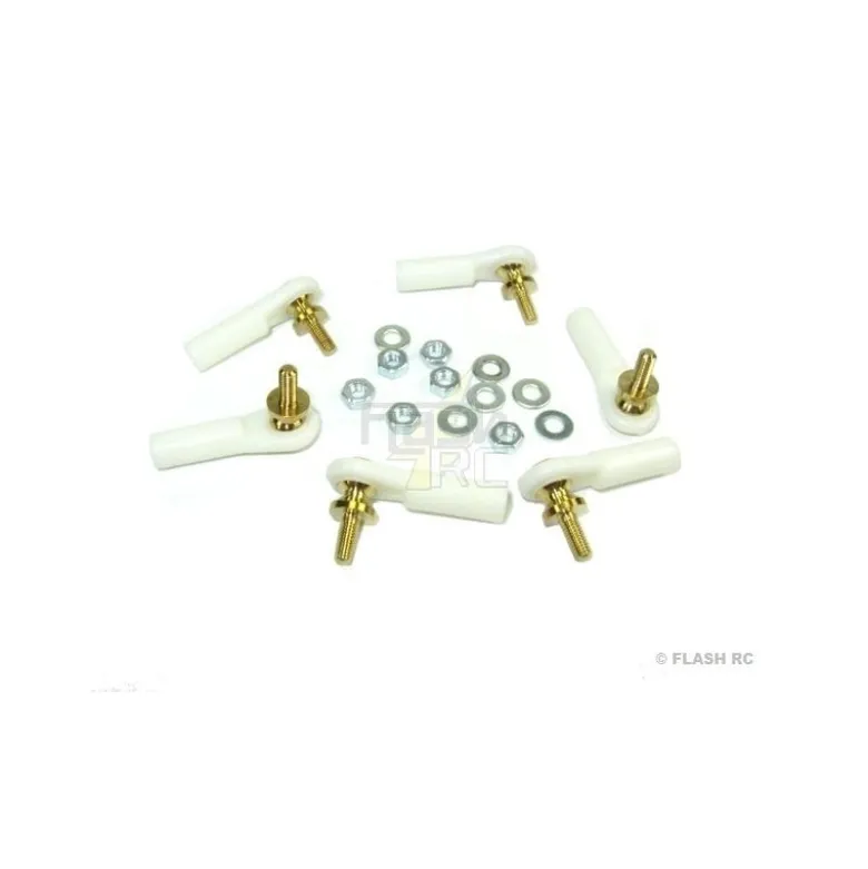 2451W - Chape M3 rotule à embase courte filetée M3 + écrous (6pcs) - Mp Jet
